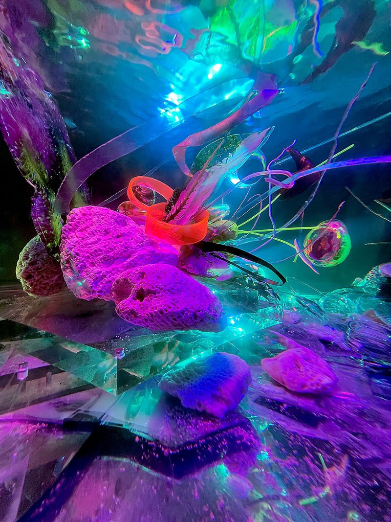 &ldquo;Faux Ecologies + Artificial Reefs of the Metaverse_Obscene Plasticene Daydream_ #8 &rdquo; 2022 Photograph.Glossy pigment print mounted on aluminum with UV plexiglass edition of 7 + 2 AP 40&Prime; H (x) 30&Prime; W