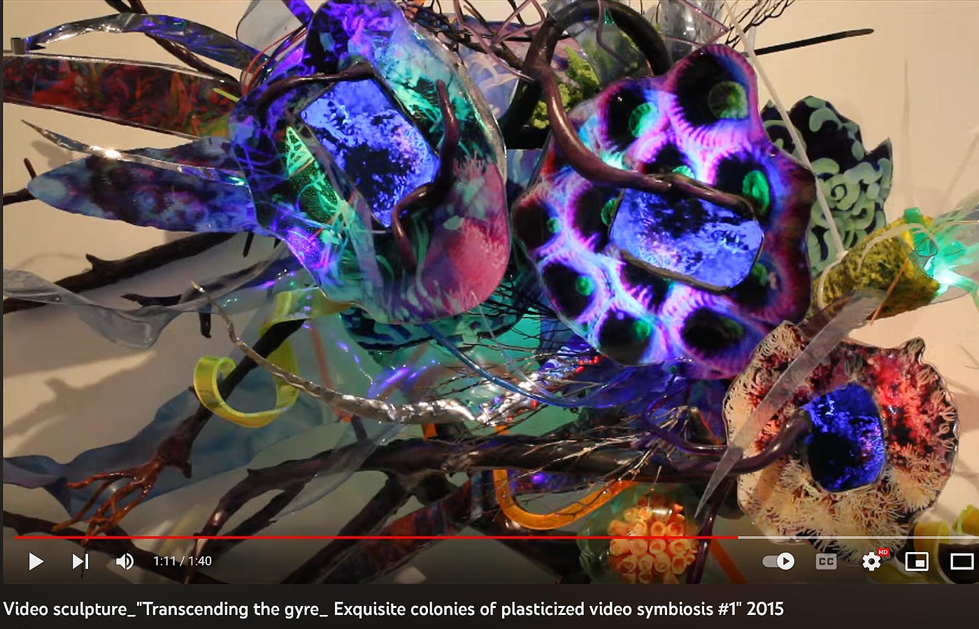 Video sculpture_"Transcending the gyre_ Exquisite colonies of plasticized video symbiosis #1" 2015